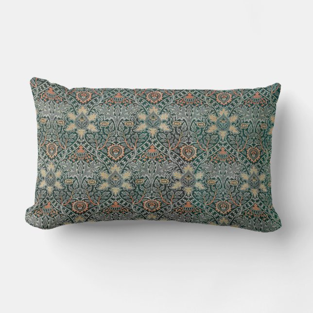Sage Floral William Morris Lumbar Pillow (Front)