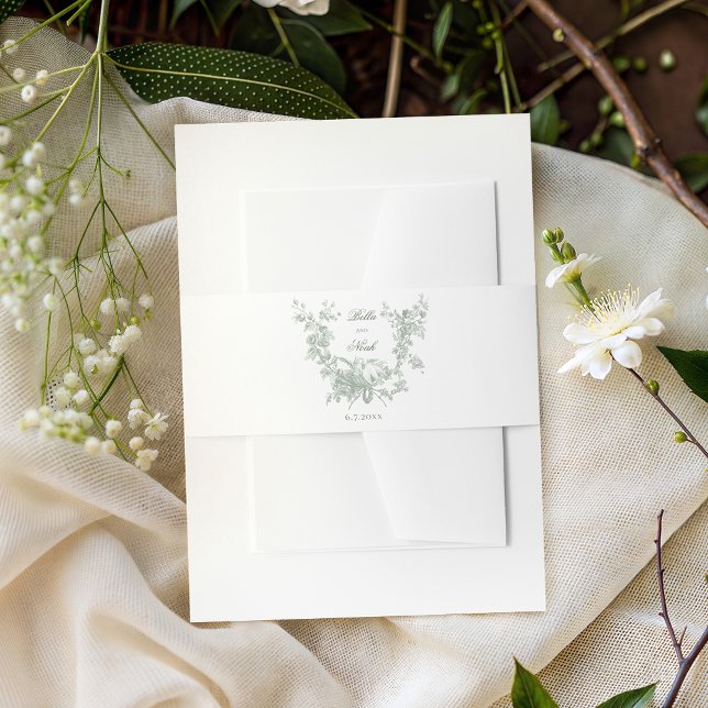 Sage Floral Wreath w/Lovebirds Wedding Belly Band (Creator Uploaded)