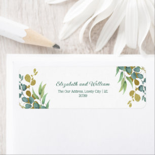  Sage Foliage And Gold Wedding Return Address Label