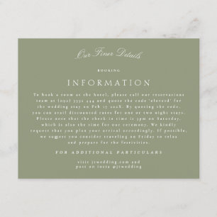 Sage Formal Classic Calligraphy Wedding Details Enclosure Card
