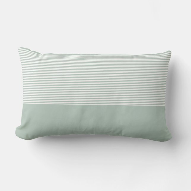 Sage French Style Stripe Throw Accent Pillow (Front)