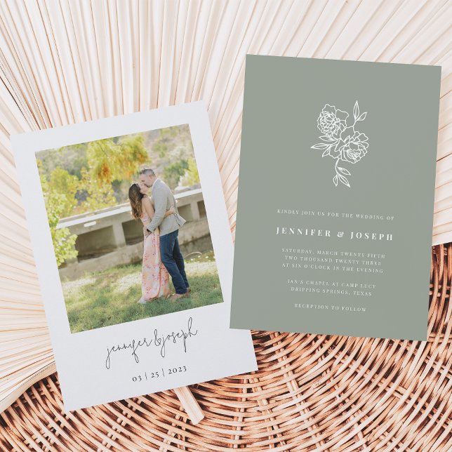 Sage | Garden Floral Photo Wedding Invitation (Creator Uploaded)