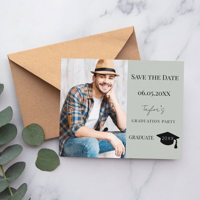 Sage Geen Modern Graduation Party Save the Date Flyer (Creator Uploaded)