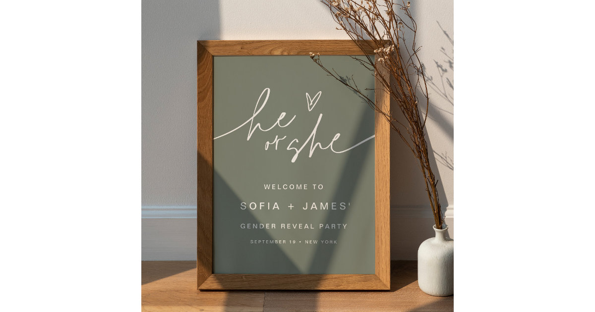 SAGE Gender Reveal Sign 18x24 Poster Zazzle