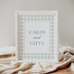 Sage Gingham Baby Shower Cards and Gifts Sign<br><div class="desc">Show friends and family where to leave their cards and gifts with this elegant sage gingham baby shower sign.</div>