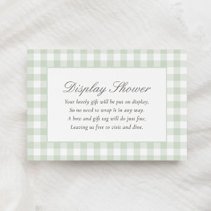 Sage Gingham Baby Shower Display Shower Enclosure Card