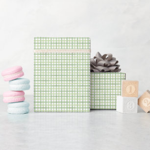 Sage Gingham Baby Shower Wrapping Paper