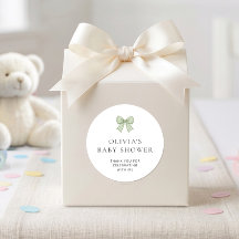 Sage Gingham Bow Thank You Baby Shower