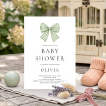 Sage Gingham Coquette Bow Baby Shower
