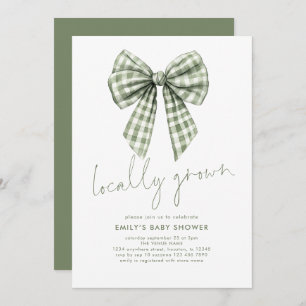 Sage Gingham Coquette Locally Grown Baby Shower Invitation