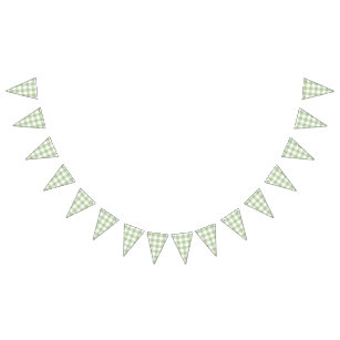 Sage Gingham Country Wedding Bunting Flags