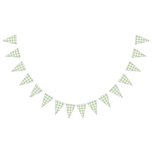 Sage Gingham Country Wedding Bunting Flags