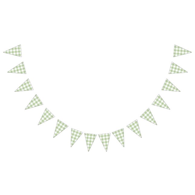 Sage Gingham Country Wedding Bunting Flags (All)