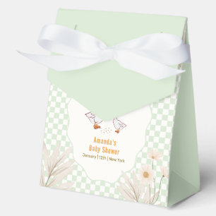 Sage Gingham Daisy Boho Silly Goose Baby Shower Favor Boxes