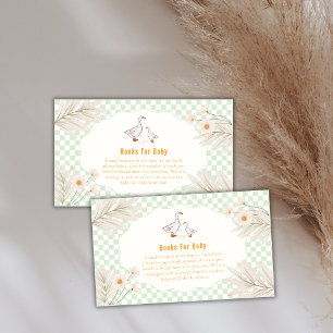 Sage Gingham Daisy Silly Goose Books Baby Shower Enclosure Card