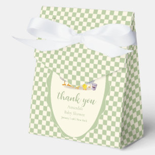 Sage Gingham Duck Family Duck Baby Shower Favor Boxes