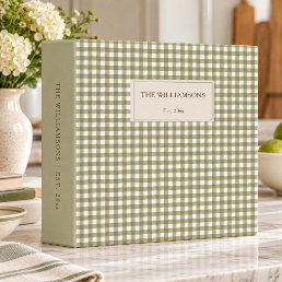 Sage Gingham Est Year Newlywed Keepsake Photo 3 Ring Binder