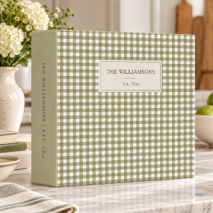 Sage Gingham Est Year Newlywed Keepsake Photo 3 Ring Binder