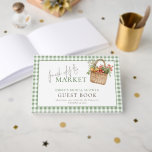 Sage Gingham Fresh off the Market Bridal Shower Guest Book<br><div class="desc">Sage Green Gingham Fresh off the Market Bridal Shower. The words "Fresh off the" are in an elegant set script. The rest of the text you can easily personalise.</div>