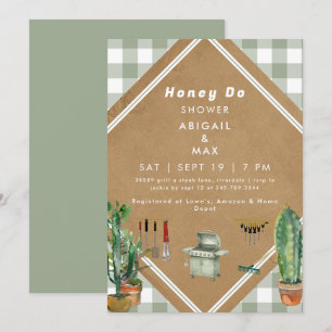 Sage Gingham Honey Do Shower Invitation