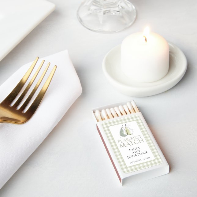 Sage Gingham Pears Pear-fect Match Wedding (Insitu)