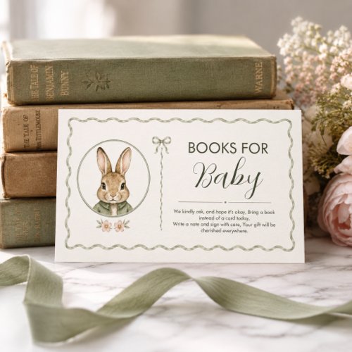 Sage Gingham Rabbit Baby Shower Enclosure Card