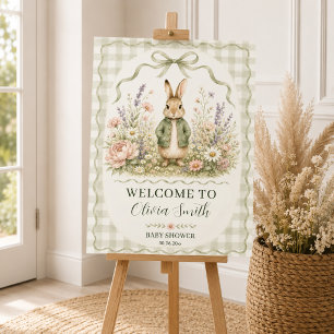 Sage Gingham Rabbit Baby Shower Foam Board