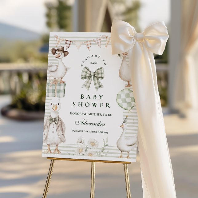 Sage Gingham Silly Goose Baby Shower Foam Board (Creator Uploaded)