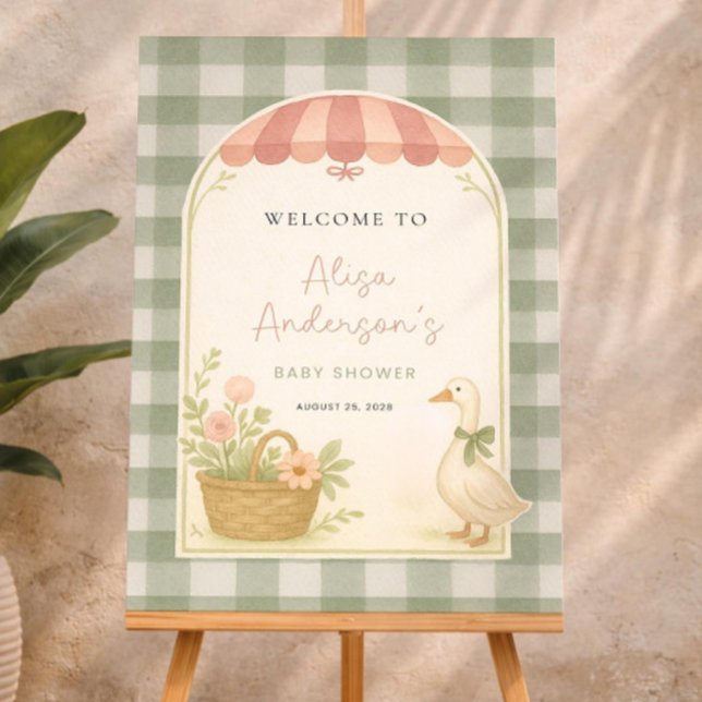 Sage Gingham Silly Goose Baby Shower Welcome Sign  (Creator Uploaded)