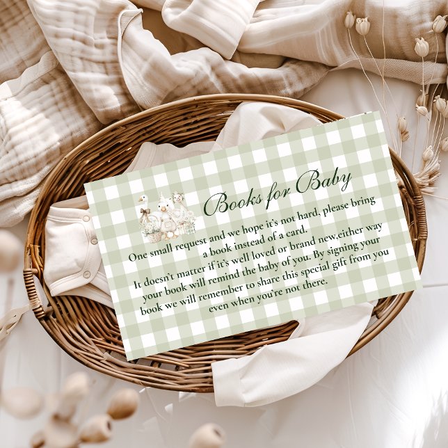 Sage Gingham Silly Goose Books For Baby Enclosure Card (Creator Uploaded)