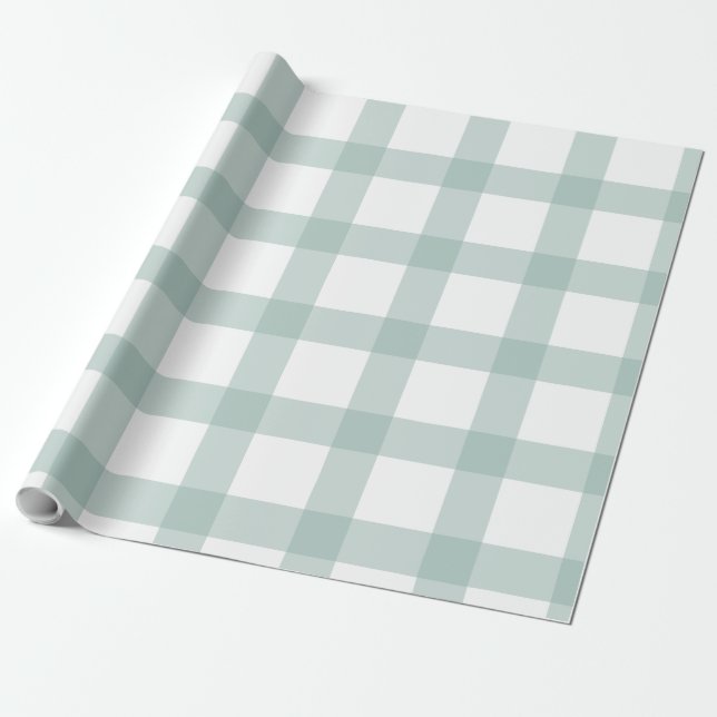 Sage Gingham Wrapping Paper (Unrolled)