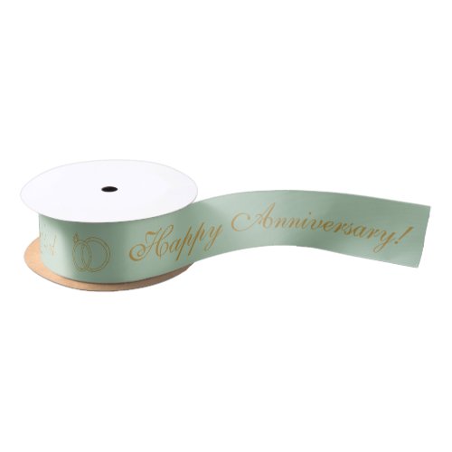  Sage Gold Anniversary Personalized Name Date Satin Ribbon