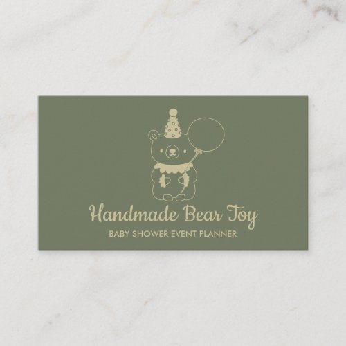 Sage Gold Baby Sitter Shower Birthday Bear Business Card