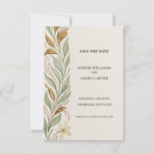 Sage Gold Botanical Save The Date Card