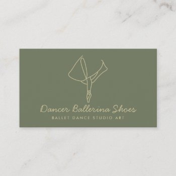 Sage Gold Dance School Ballet Business Card by handmadetoy at Zazzle