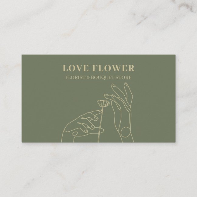 Sage Gold Florist Handdrawn Botanical Business Card