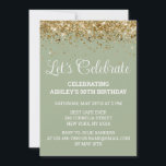 Sage & Gold Glitter 50th Birthday Let's Celebrate Invitation<br><div class="desc">Sage Green Gold Glitter Invite,  50th Birthday Party invitation Fifty,  Let's celebrate digital Any Age,  Instant download Fifty Sixty Fifth,  Personalized 50th 60th Fiftieth Sixtieth,  Elegant Milestone template Golden Glam,  Custom 50 60 Personalised Confetti,  Adult Calligraphy Modern Stylish script,  Chic trendy simple for her,  Bling 55th 65th 45th celebration</div>
