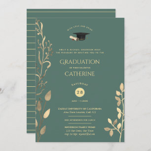 Sage Gold GRADUATION Ceremony Invitations Classy