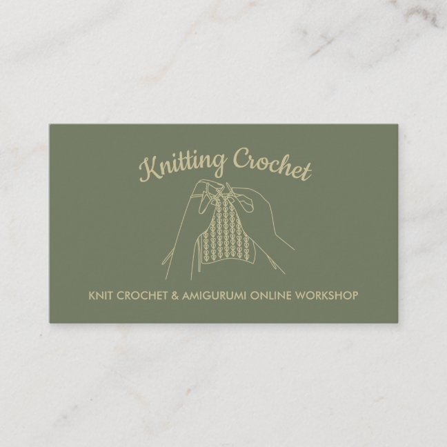 Sage Gold Handmade Hobby Amigurumi Crochet Knit Business Card