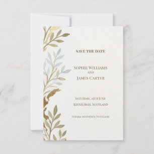 Sage Gold Leaf Save The Date Card