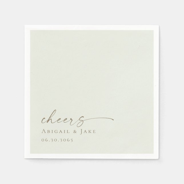 Sage & Gold Personalized Wedding Napkins  (Front)