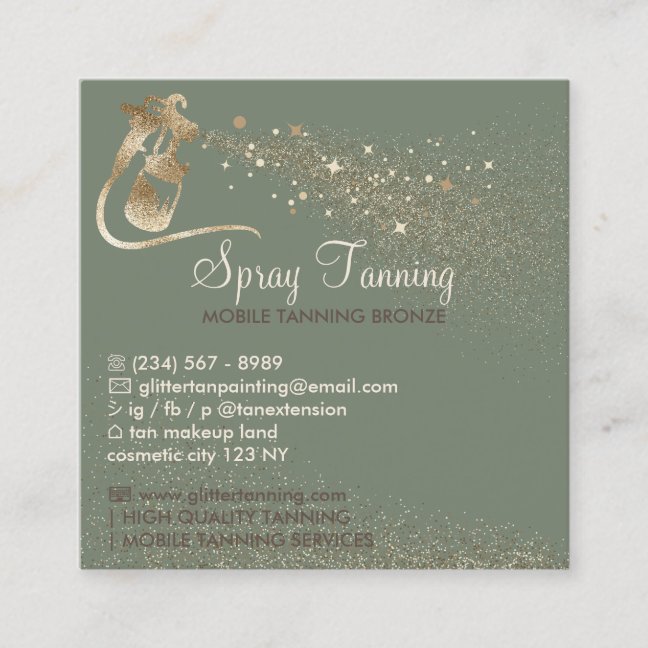 Sage gold Spray Tan Aftercare Instructions Tips Square Business Card
