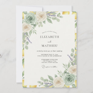 Sage Gold Succulent Eucalyptus Wedding Invitation