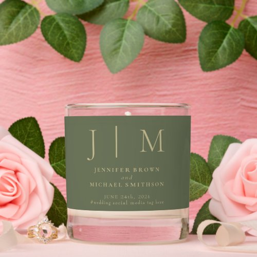 Sage Gold Suite Formal Monogram Classic Wedding Scented Candle