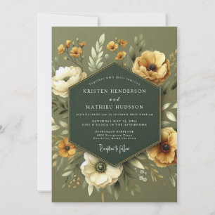 Sage Goldenrod Flora Wedding Invitation
