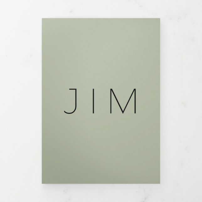 Sage Gray Classic Formal minimal Wedding Tri-Fold Card (Cover)