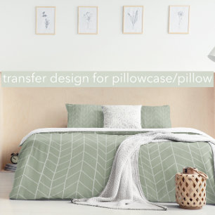 Sage Gray Geometric Rustic Herringbone Pattern Duvet Cover