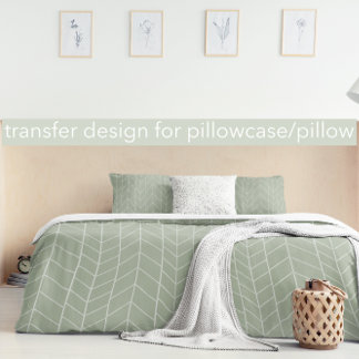 Sage Gray Geometric Rustic Herringbone Pattern Duvet Cover