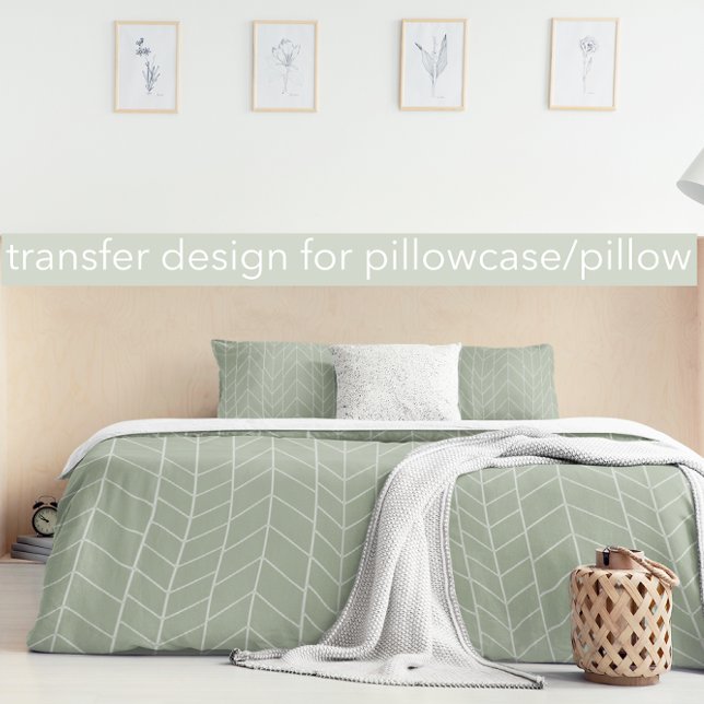 Sage Gray Geometric Rustic Herringbone Pattern Duvet Cover (Creator Uploaded)