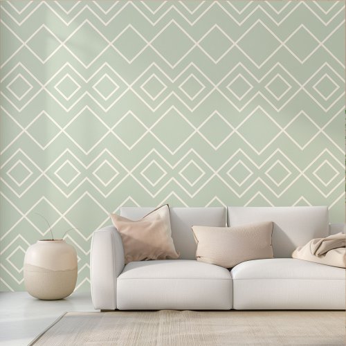 Sage Gray Green Greige Ivory Squares Art Wallpaper